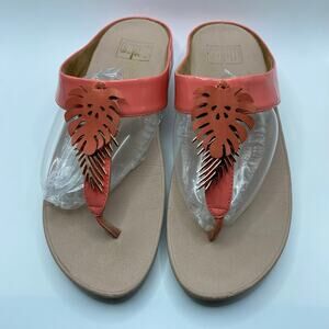 FitFlop BohoChic Charm Strap Peach Thong Platform MicroWobble Board Wedge Sandal